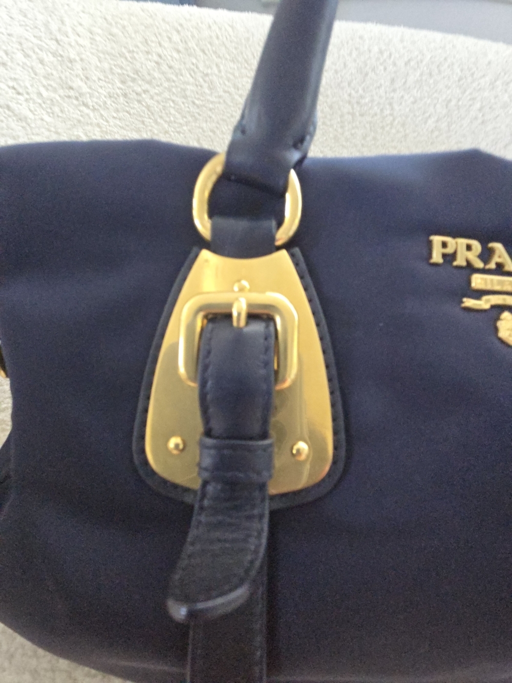 Prada Blue Tessuto Nylon & Soft Calfskin Leather Top Handle Bag - Picture 17 of 17